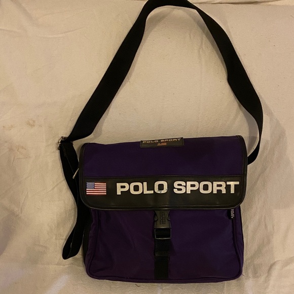 Polo by Ralph Lauren Sport Purple Messenger Bag Vintage - Picture 1 of 6
